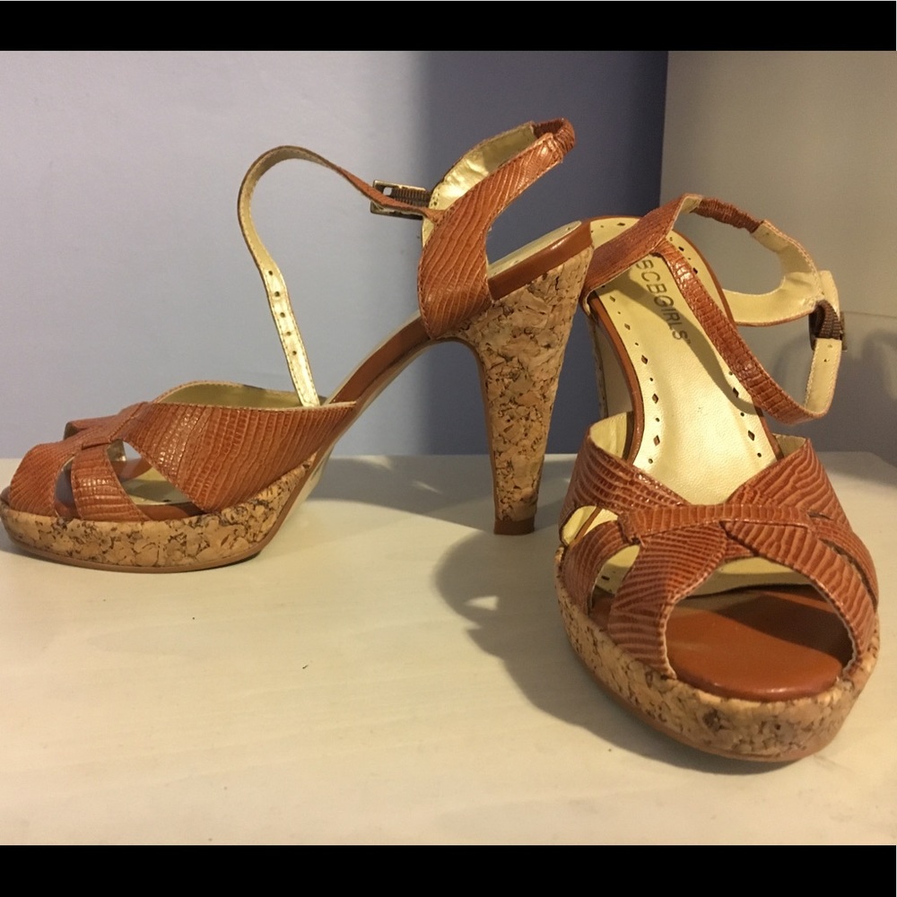 Tan heels, Bebe Girls- used